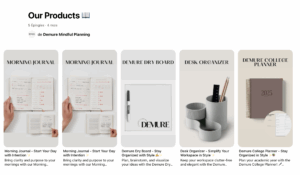 Publications Pinterest mettant en avant les produits de demeure.ch avec des liens produits intégrés.